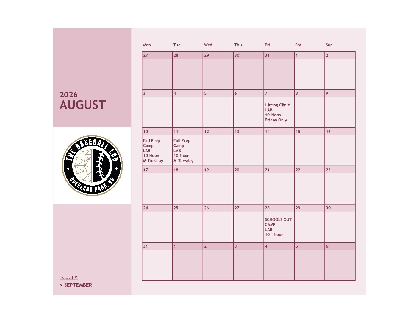 August Summer Camp